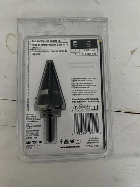 Klein Tools KTSB11 Double Fluted Step Drill Bit KTSB11 #11 2