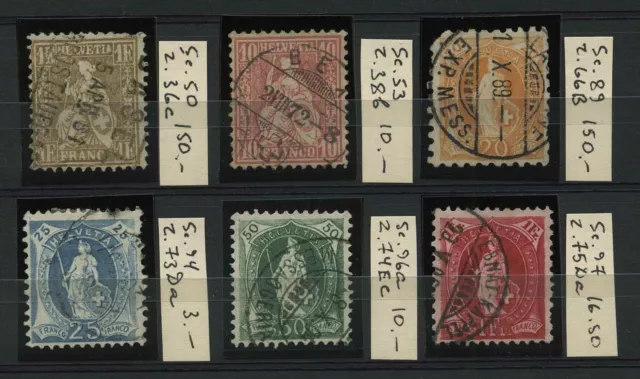 SWITZERLAND Classic Lot of 6 Used Stamps Mixed Condition CV€339.50