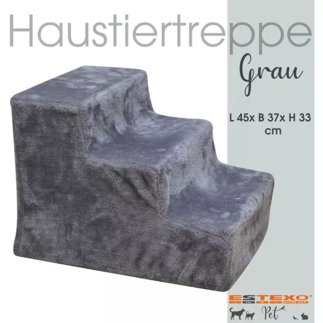 Hundetreppe Katzentreppe Haustiertreppe Einstieghilfe 3 Stufen Tiertreppe Grau