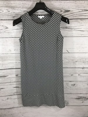 New York & Company Womens Black White Geometric Sleeveless Dress Medium Z7