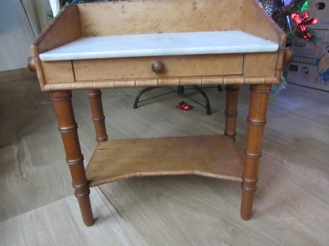 Meuble De Toilette Ancien – Bambou Et Marbre – Pour Poupée – Occasion
