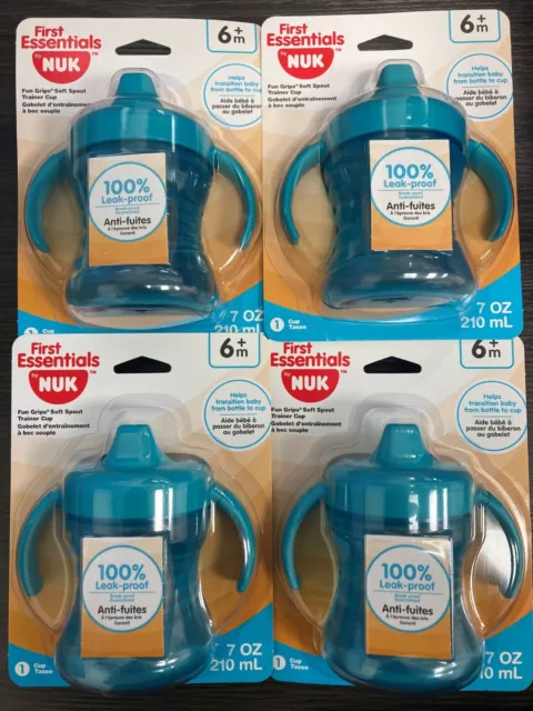 NUK Fun Grips Soft Spout Trainer Cup 7 oz 6m+ NEW - 4 Individual Sealed