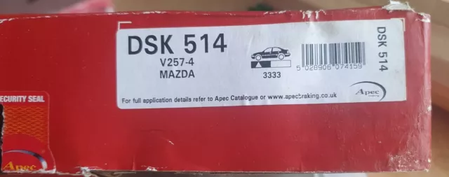 Mazda Mx3 V6 1.8i Front Brake Disc Pair/Set DSK 514 2