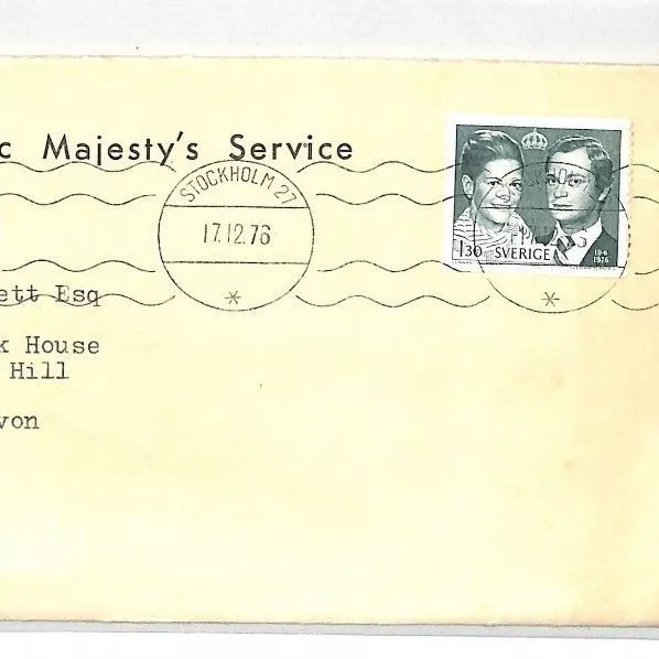 SWEDEN Cover Stockholm BRITISH CONSULATE Commercial Air Mail 1976 ROYALTY CF32