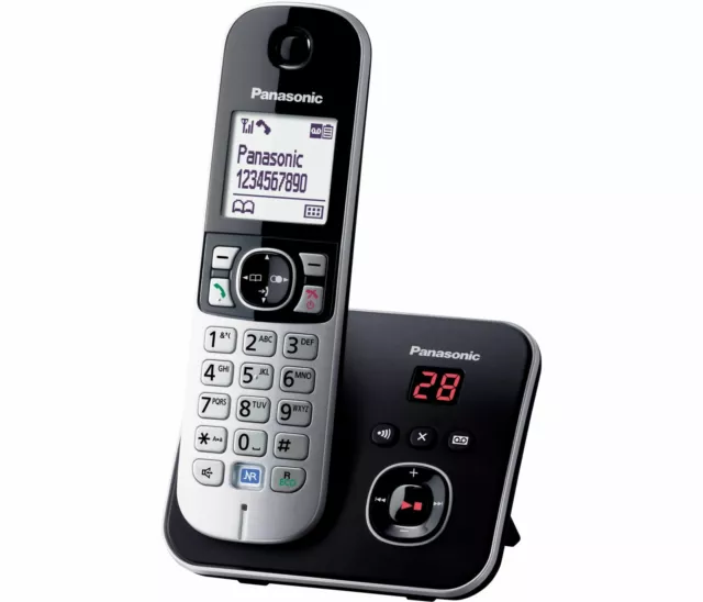 Panasonic KX-TG 6821 Cordless Phone with Answer Machine Single Black/Silver