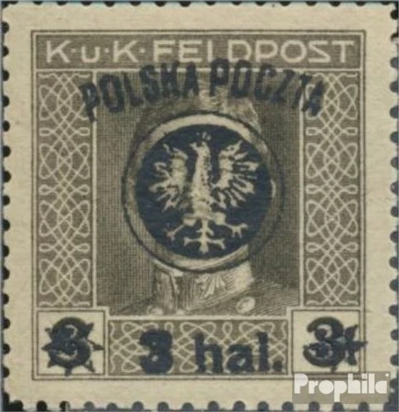 Briefmarken Polen 1918 Mi 20B mit Falz Militär, Kriege