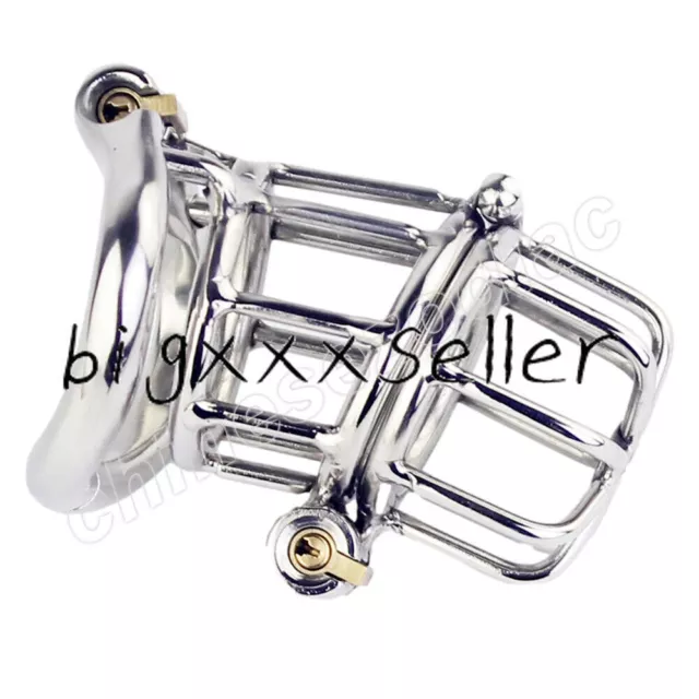 Double Lock Design Male Chastity Cage Chastity Device Stainless Steel Rings Belt