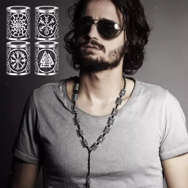 10-teiliges Wikinger Runenbart Perlen Set Dreadlocks Ringe für Dreads Bärte, Haare