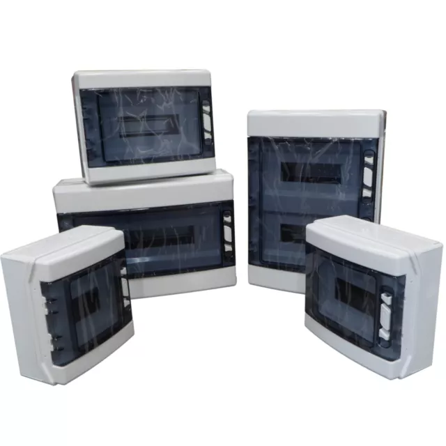Weatherproof Consumer Unit Enclosure Box IP65 with DIN Rail Plastic 6 8 12 18 24