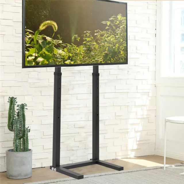 Sturdy No Drill Floor TV Stand Tall with Bracket Mount 32-100" Height Adjustable