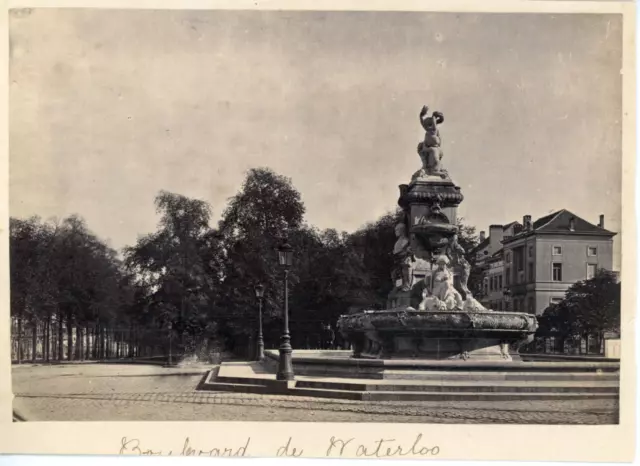 Belgique, Bruxelles, porte de Namur, boulevard de Waterloo  Vintage albumen prin