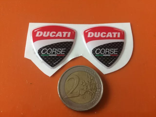 2 Aufkleber Harz 3D Stemmi-Loghi Ducati Corse für Moto-Scooter-Casco 30 MM