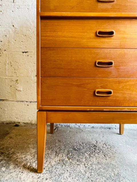 Vintage Retro Mid Century Tallboy Chest Of Drawers By Maple 2