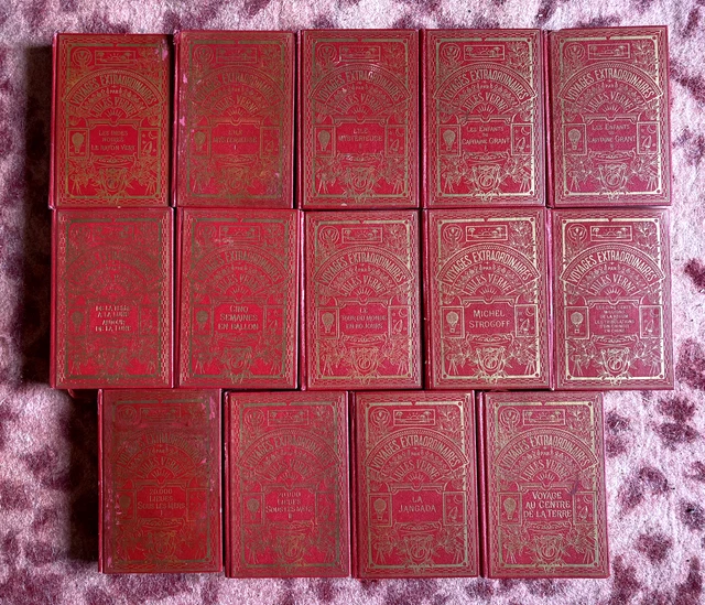 Lot De 5 Livres Jules Verne - Bibliothèque De La Jeunesse Hachette - Édition Originale Des Années 1930