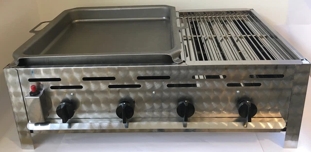 Gasgrill 81 x 53 x 27 Edelstahl 4 flammig Gastrobräter m. 1er Rost u. 2er Pfanne