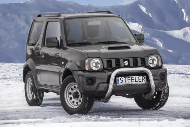 Edelstahl Frontbügel für Suzuki Jimny 12-18 U-Typ SCHWARZ Frontschutzbügel ABE 2