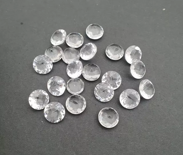 Naturel Rock Cristal Quartz Rond Checker Coupe Gemme Lot 21 Pièces 15 MM 212 CT 3