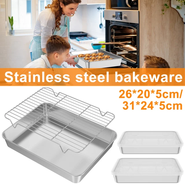 BAKING TRAY WITH Rack and Lid Stainless Steel Oven Trays with Rack