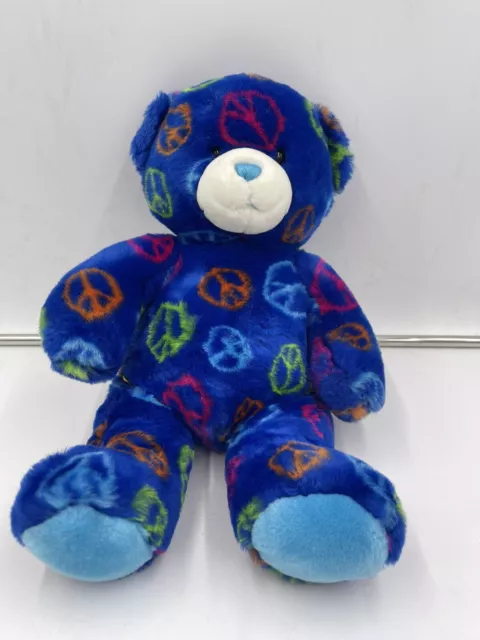 Build A Bear Plush Peace Sign 15 inch Blue Teddy Bear  Stuffed Animal Toy