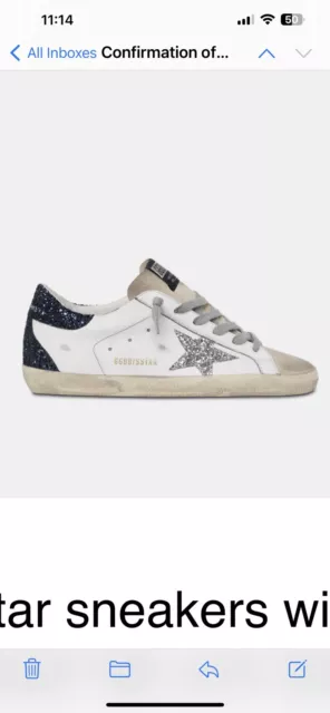 womens golden goose superstar sneakers 40 Glittery Blue And Silver