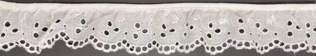 1&1/2" White Ruffled Eyelet Fabric Trim 10 Yards