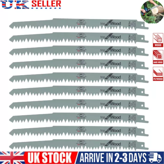 10x S1531L Sabre Reciprocating Saw Blades For Wood Trees Branches Timber 5TPI