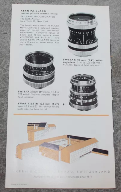 Vintage Kern Aarau Catalog 1950'S Dkm 3 Drafting Instrument Set Switar 10Mm Lens 3