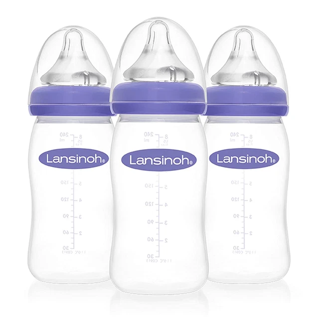 Baby Bottles for Breastfeeding Babies, 8 Ounces, 3 Count, Includes 3 Medium Flow