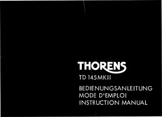 Operating Instructions for Thorens Td 145 MK2