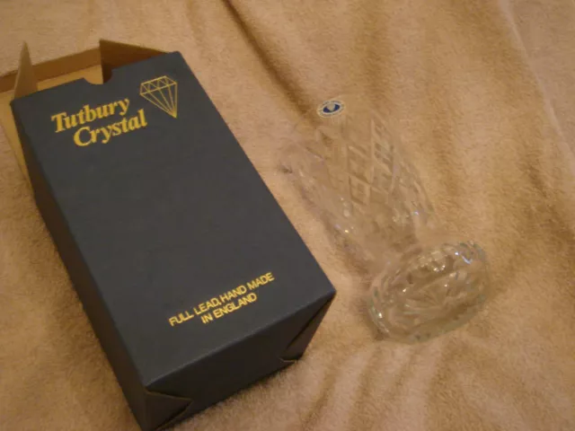 tutbury crystal english hand made large heavy vase brand new boxed lead crystal