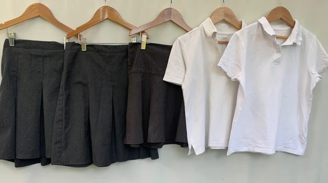 Girls Bundle school uniform Skirts polo shirts age 9-10 years F&F M&S