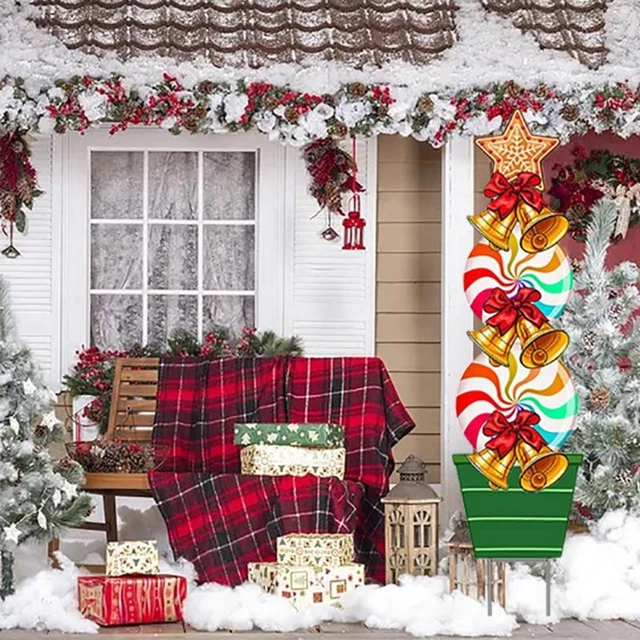 Weihnachtshof Schild Pfahl Dekoration Weihnachten Süßigkeiten Kunststoff Dekor Outdoor! Yard T8K0