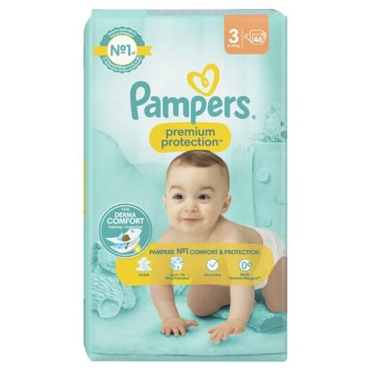 LOT DE 3 - PAMPERS - Premium Protection Taille 3 6kg-10kg Couches Bébé - paquet