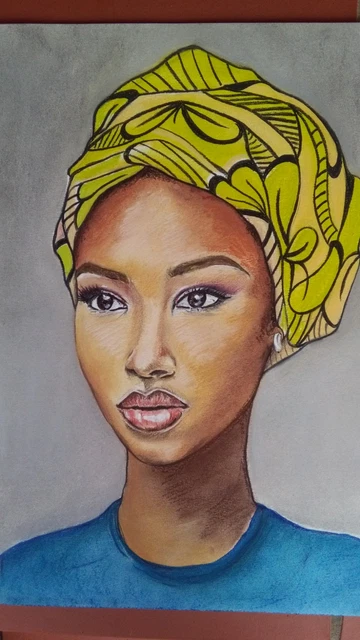 JEUNE FEMME ANTILLAISE -Dessin pastels secs EUR 40,00 PicClick FR