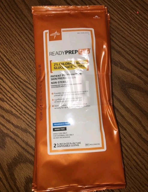 Medline ReadyPrep CHG 1 paquete - 2 paños) 2% tela de gluconato de clorhexidina