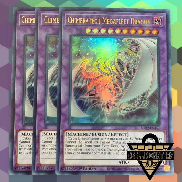 Yugioh! 3x Chimeratech Megafleet Dragon GFP2 EN126 Cyber X3 SET Fast Ship Yugioh