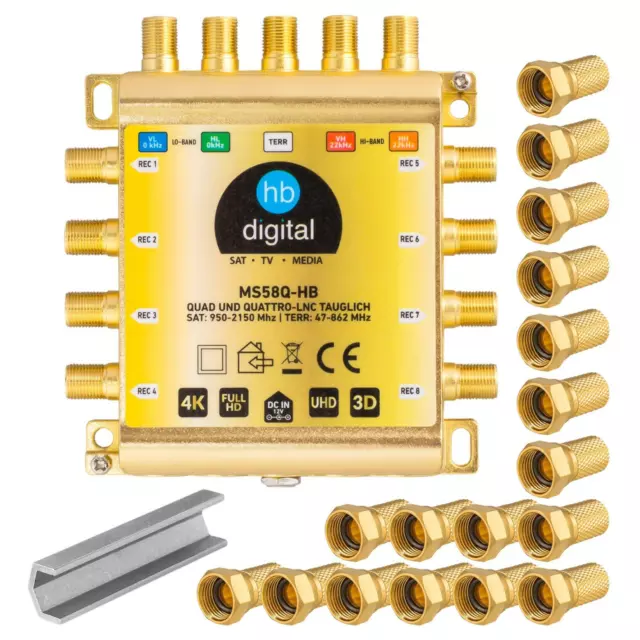 SAT Multischalter 5/8 Multiswitch / Quad LNB tauglich / Verteiler LNC F-Stecker