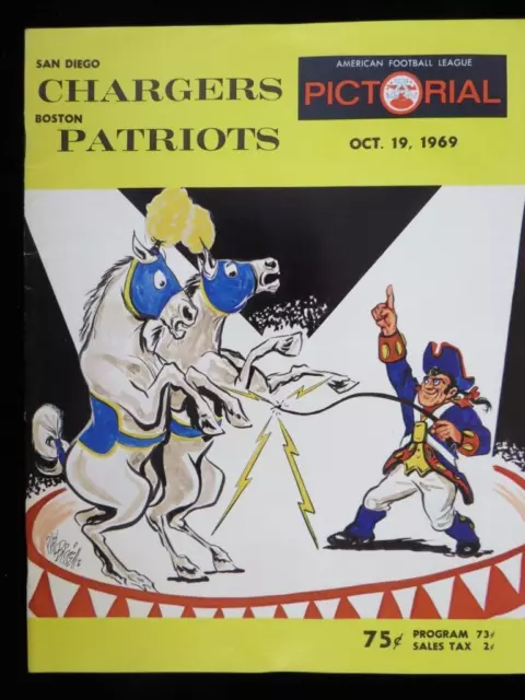 1969 San Diego Chargers vs Boston Patriots AFL Football Program - High Grade