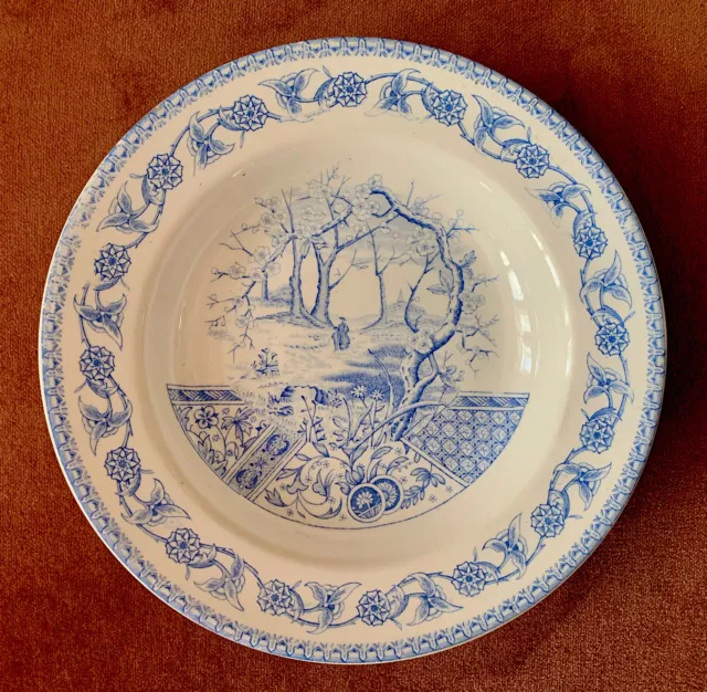 Aesthetic T&R Boote Yosemite Blue Transfer Pattern Soup Bowl 1883 England 8 3/4”