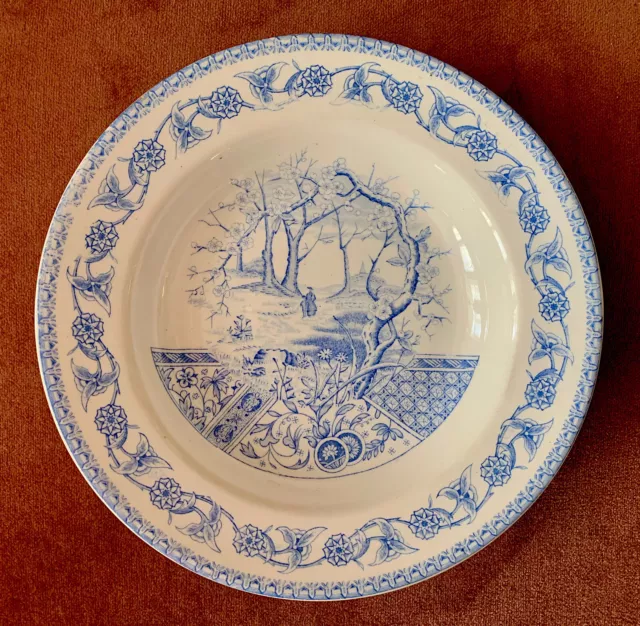 Aesthetic T&R Boote Yosemite Blue Transfer Pattern Soup Bowl 1883 England 8 3/4”