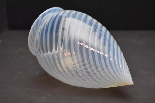 Vintage White Opalescent Swirl Teardrop Bullet Glass Lamp Light Shade 6.25"