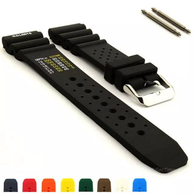 ND Limits Silicone Rubber Waterproof Watch Strap Band 18 20 22 24 PRO MM