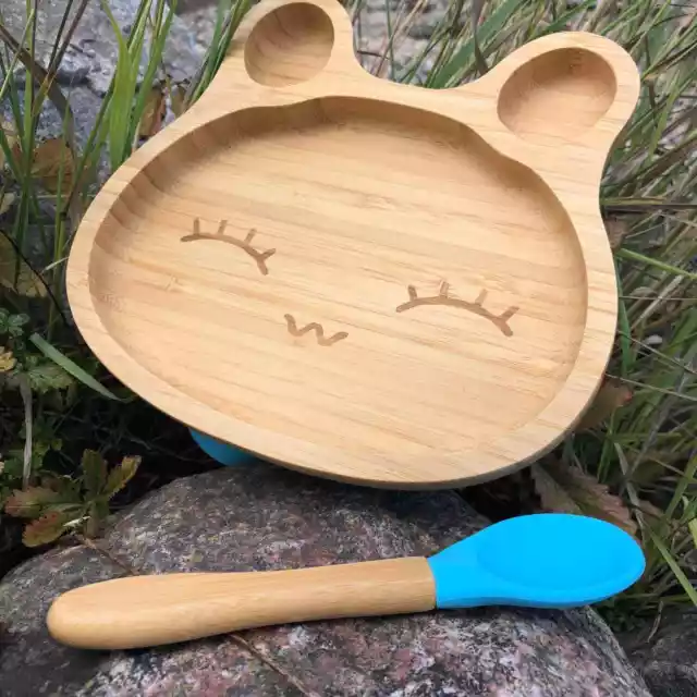 Babygeschirr Kindergeschirr Bambus rutschfest Saugnapf, Bambusgeschirr Kaninchen
