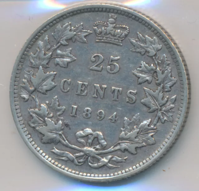 Canada Victoria 25 Cents 1894 - ICCS VF30 2