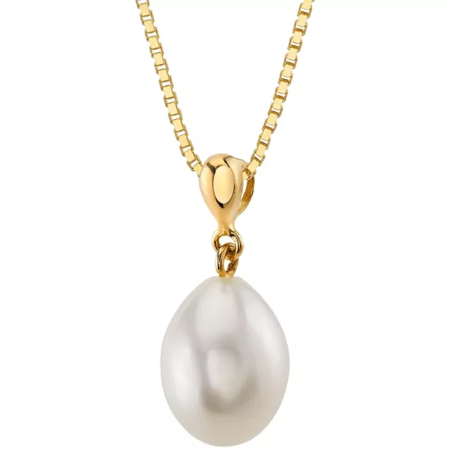 14K Yellow Gold Freshwater Pearl Solitaire Pendant Necklace, 18"