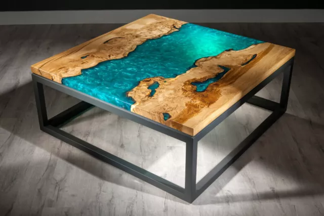 Custom Made Epoxy Resin Top Coffee Counter Table, Luxury Kitchen Furniture Table
