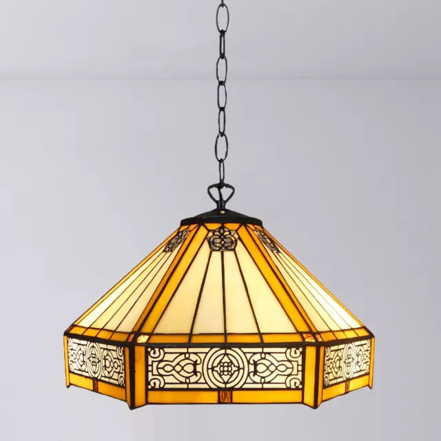 Antik Tiffany-Stil Pendelleuchte handgefertigt Buntglas E27 Glühbirne UK