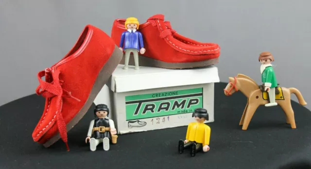 Vero Vintage Tramp Bambini Scarpe Mocassini Tgl 25 Scamosciato Rosso 70er Italia