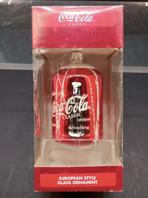 2005 Kurt Adler  European Style Blown Glass & Glitter Coca Cola  Ornament