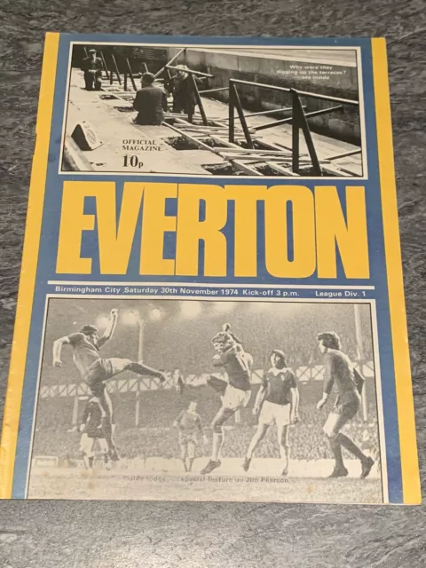 Everton v Birmingham City League Div 1 Football Programme  1974